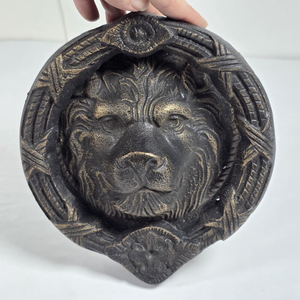 Vintage Cast Iron Lion Head Door Knocker 7.5” Rustic Bronze Finish Wall Mount